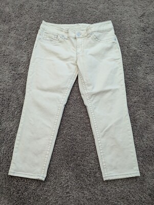 Seven 7 Jeans Womens 14 Cropped Denim White Midrise Cotton Stretch