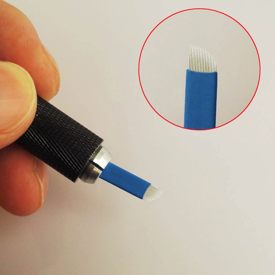 Microblading 18 Pins Needles Permanent Makeup Eyebrow Tattoo Bevel ...