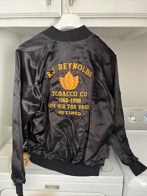 Vintage Auburn Mens Black Satin R.J.Reynolds Tobacco Lined ''D.J WALL'' XL
