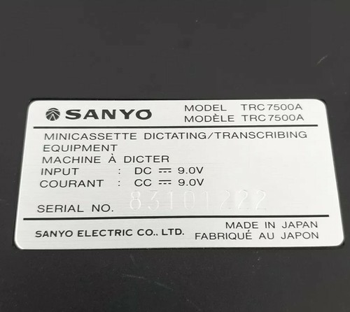 Sanyo MEMO-SCRIBER TRC-7500A Mini cassette Dictating Transcribing UNTESTED as is - Picture 4 of 5