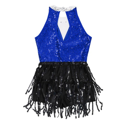 Kids Girls Dress Latin Leotard Set Sequin Sparkle Clothes Performance Costume - Picture 25 of 75