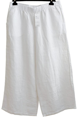 Eileen Fisher NWT White Organic Linen Wide Leg Pants SZ Large L