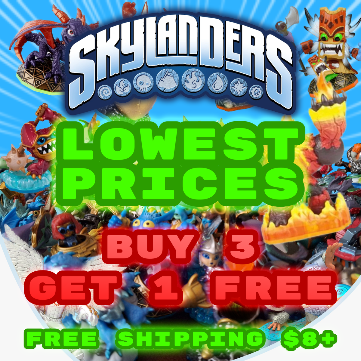 Skylanders Figures Levels ALL GAMES VERY LOW PRICES FREE SHIPPING $8  Min