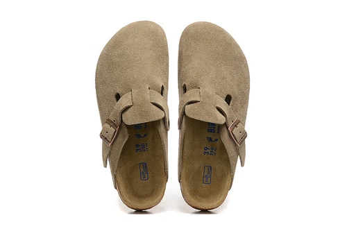 Birkenstock Boston Taupe Suede Clogs Soft Footbed Flat Casual Men's Shoes Wide