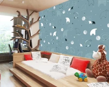 3D Little Polar Bear ZHUA19848 Wallpaper Wall Murals Removable Self-adhesive Ann