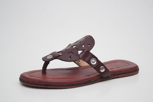 Sandales confortables plates-formes en cuir marron pour femmes tongs avec support de voûte plantaire - Photo 1/4