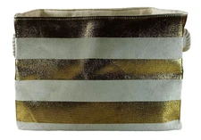 DII Design Imports Rectangular Storage Bin Large 17x12x12, Gold Stripes