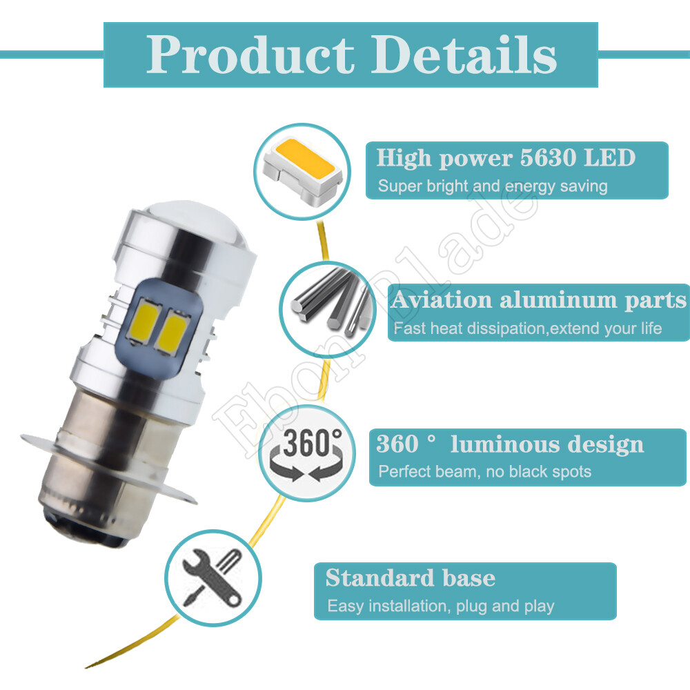 P15D Motorcycle LED Headlight Yellow Bulb H6M 6V-30V PX15d