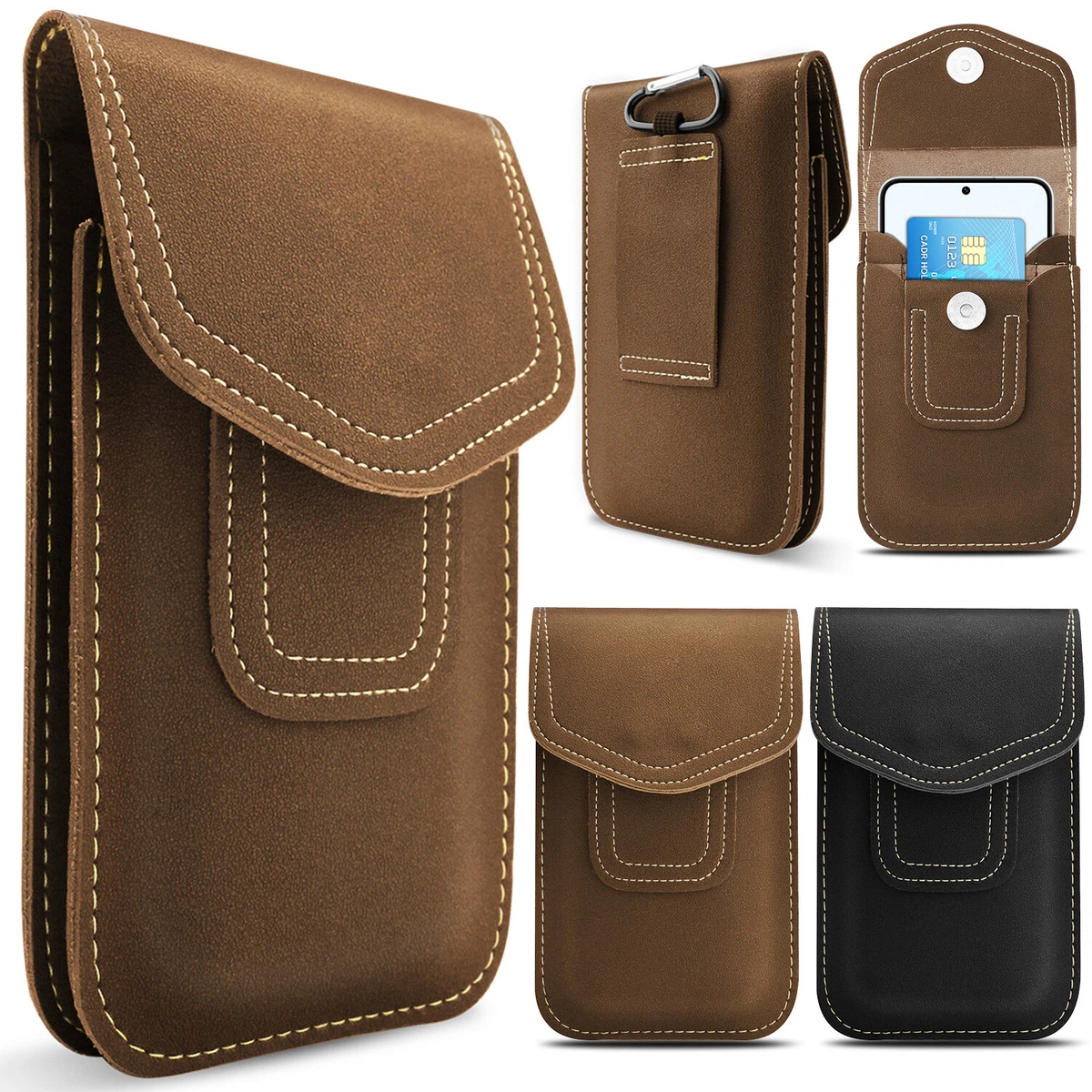 Men Cell Phone Belt Pack Bag Loop Waist Holster Pouch Case​ Leather Wallet  Cover