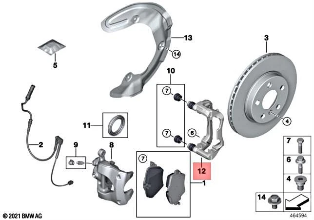 Genuine BMW MINI X1 Cooper F39 F40 F44 F45 F46 BRAKE CARRIER LEFT  