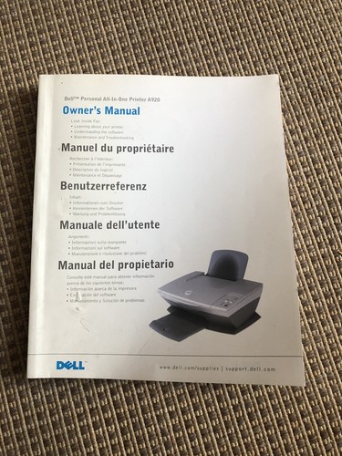 Dell Personal All In One Printer A920 Owner’s Manual - 第 1/5 張圖片