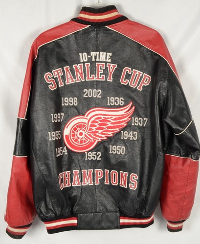 Detroit Red Wings 10 Time Stanley Cup Champions Leather Jacket G-III Carl Banks - Picture 2 of 9