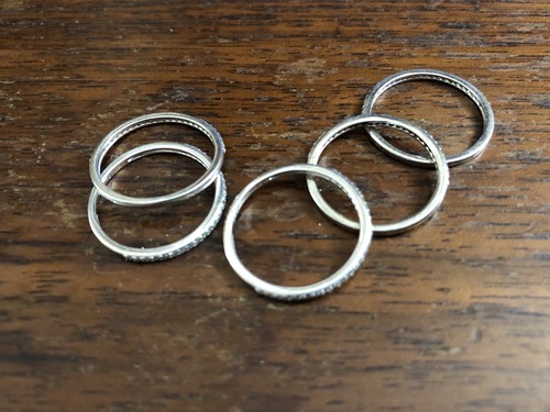 Set of Five, Beautiful and Stackable, Sterling Silver, Eternity Channel Bands - Picture 7 of 12