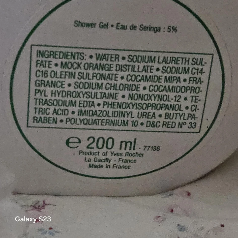 Gel de ducha YVES ROCHER-FREESIA Les Ondees Parfumes 6,7 OZ Seringa Foto 4 de 4