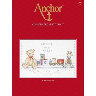 Anchor counted Cross Stitch kit ''The Toy Shelf Birth Sampler'', DIY