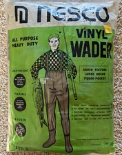 Vtg NEW Mens Large NESCO Heavy Duty Stocking Foot Fisherman Chest Waders Vinyl