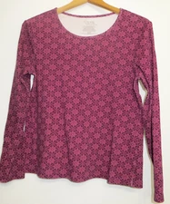 Time and Tru Shirt Womens Large Burgundy Red Long Sleeve 100% Cotton Stretch 