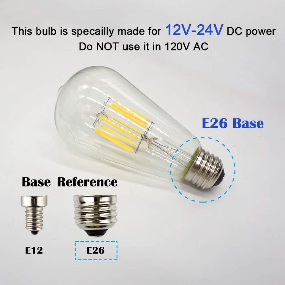 12V 24V DC Input 8W LED Bulb ST21(ST64) Style Dimmable with 12V DC Dimmer 400... - Image 2 of 4