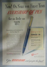 Eversharp Pens and Pencils Ad: Eversharp "Capillary Action" Pen from 1947