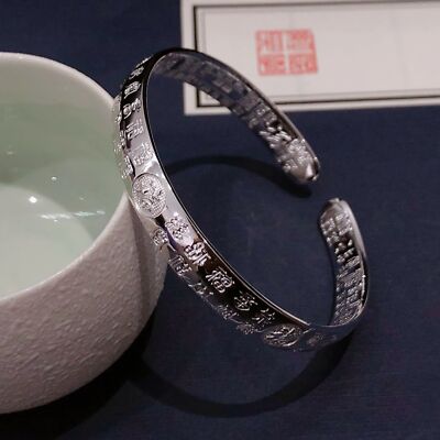 アクセサリー Vintage Silver Heavy Wide Bangle 925 Vintage 925 Sterling Silver Engraved Square Bangle Bracelet