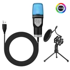 RGB Home Singing Studio Condenser Recording Microphone Mic Kit for Mac PC Gaming