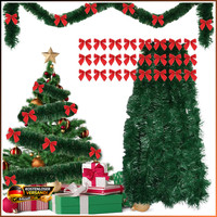 Weihnachtsgirlande 10M Mit 24 Roten Schleifen Dekoration Weihnachten