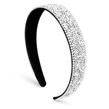 1 Inch Wide Sliver Headband for Women Sparkly AB 1 Count Pack of 1 Silver