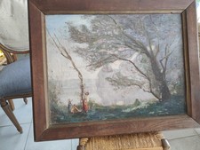 Corot 'Souvenir de Mortefontaine' Framed Print in Oval Gilt Frame