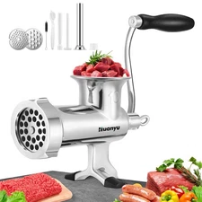 Manual Meat Grinder-Heavy Duty Stainless Steel, Hand Crank Grinding Machine f...