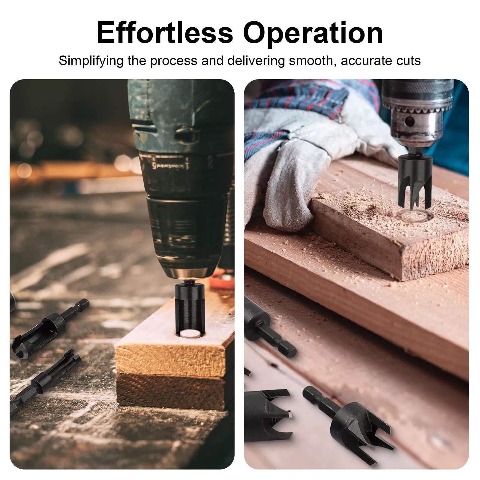 1/4" Hex Quick change shank Straight/Tapered Wood Plug Cutter Drill Bit