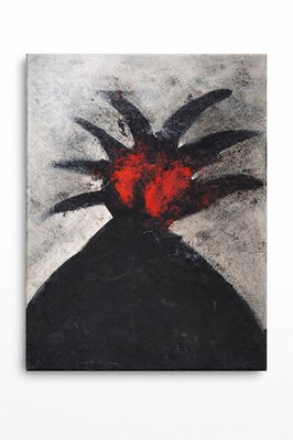 ''Ashes of the Unseen''- Red Black Art -Original Abstract Painting 12x16 