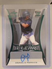 2020 Leaf Trinity Clear Autographs Oswald Peraza #CA-OP1 Green /20 (AU, RC)