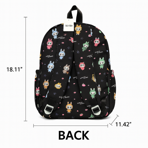 Fashion Animated Backpack with USB Charging Port Black Pink 18.11x11.42 Inch. - Picture 20 of 24