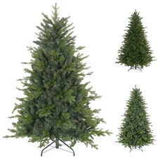 HOMCOM Artificial Christmas Tree with Metal Stand, Hinged Branches