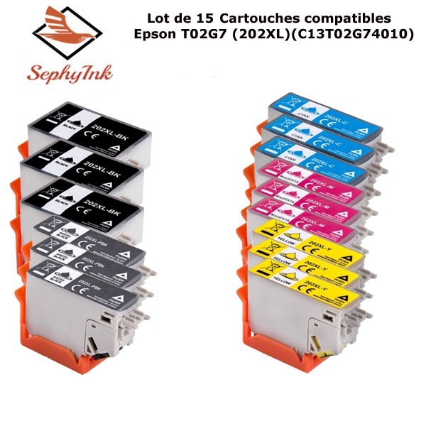 Cartouches Epson 202 XL Encre Anti-Bavure pour Textes Nets et Photos Éclatantes