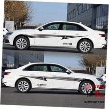 2 Pcs Car Side Sticker Long Stripe Graphic Auto Body Racing Sports Black