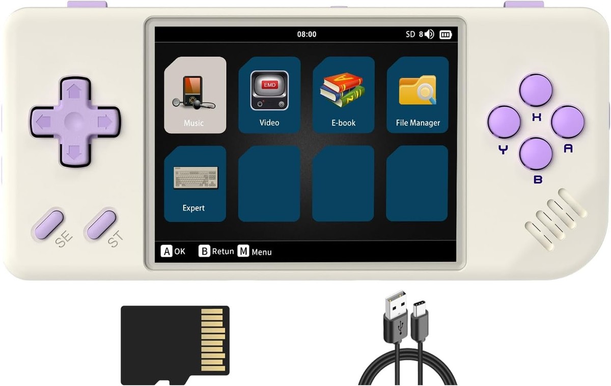 Console Portatile Anbernic RG28XX - 2,83 Pollici IPS, Linux, 64GB Con 5516 Giochi, Uscita HDMI, Colore Arancione Lava - 3