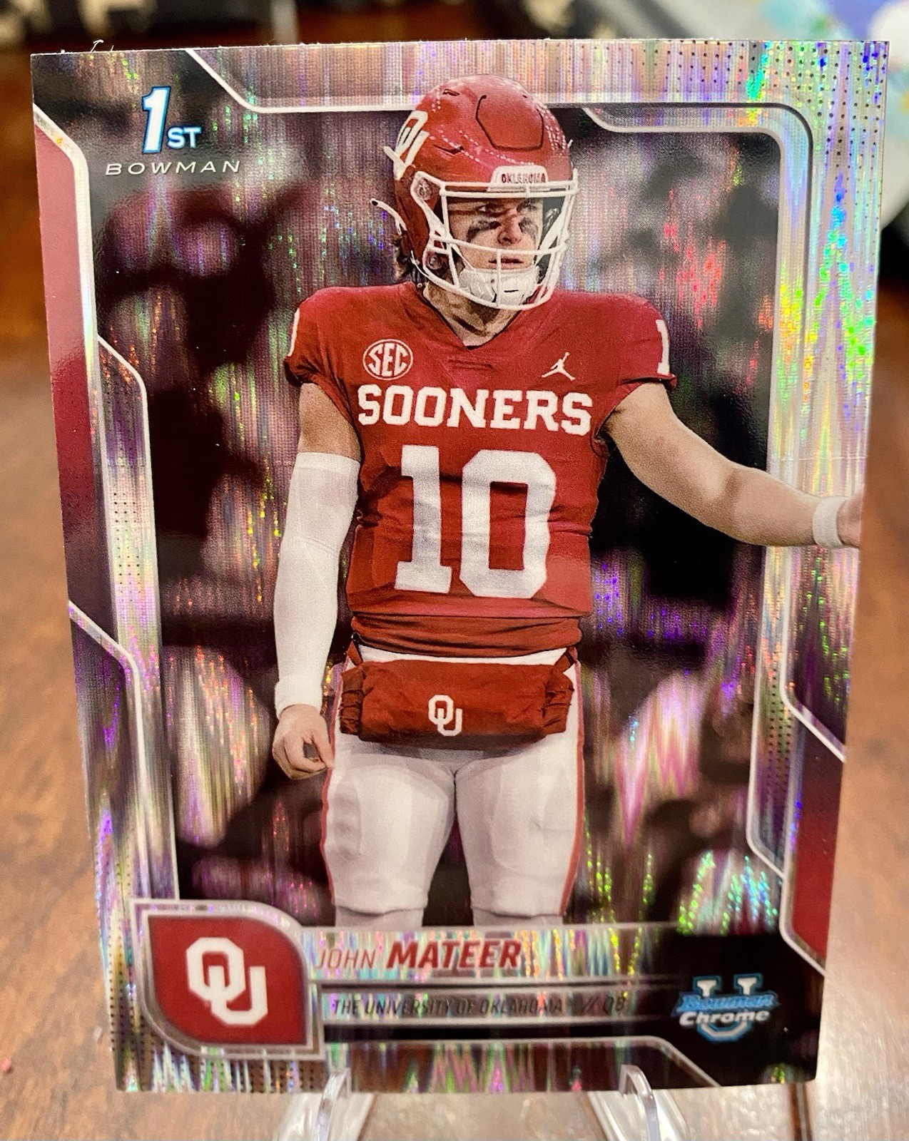 2025 Bowman University Chrome JOHN MATEER 1ST Stealth Refractor Oklahoma QB🔥