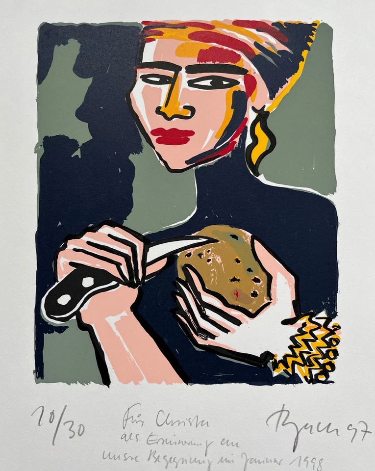 Elvira Bach Signierter nummerierter Original Siebdruck mit Widmung - nur 30 Ex.! - Bild 2 von 4