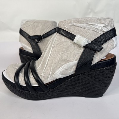 Gentle Souls 11M Black Wedge Sling Back Leather Upper & Lining Comfort