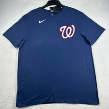 Washington Nationals Shirt Men Large Nike Short Sleeve Crew Neck Cotton New L