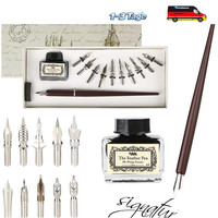 Kalligraphie Dip Pen Set 11 Federn Tinte Holzstift Handgefertigt