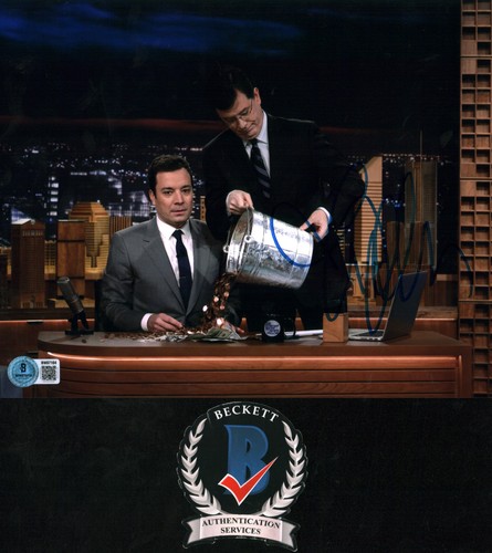 Jimmy Fallon Signed Late Night Host With Stephen Colbert 8x10 Photo BAS COA