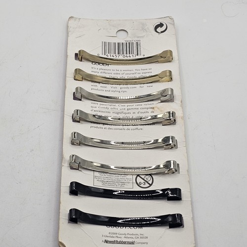 Goody Hair Barrettes Clips NOS Mixed Metal Tone 2009 Rectangles 4 Sets - Picture 2 of 5