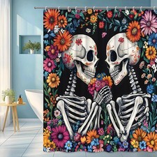 Skeletons Floral Shower Curtain