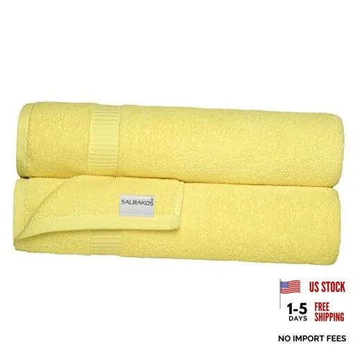 2-Piece 100% Turkish Cotton Extra Large Bath Towel 35x70 2 Bath Sheets Yellow
