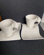 2 x Villeroy Boch New Wave Kaffeetassen Cappucino Tasse mit Unterteller 0,3L