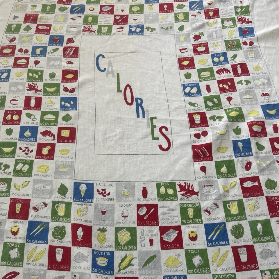 Verduras, frutas, súper kitcshy grandes vintage 1952 con impresión de calorías Foto 4 de 4