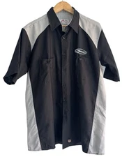 Red Kap Men's Sz XL Black Gray Short Sleeve Industrial Work Shirt w/Logo