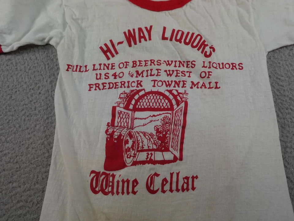 Camisa De Colección Hi Way Licores Niños Pequeña Blanca Timbre Frederick MD 80s Delgada Foto 2 de 4